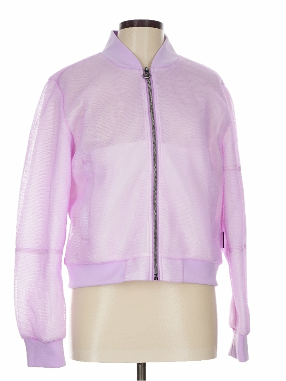 Noize Mesh Crop Track Bomber Jacket Size L Lavender Lilac Excellent Condition